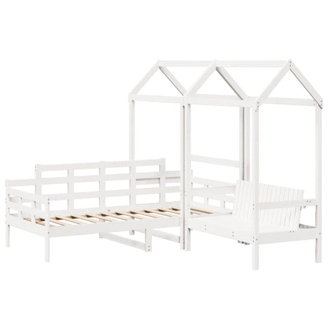 vidaXL Day Bed and Bench Set with Roof without Mattress White 80x200 cm