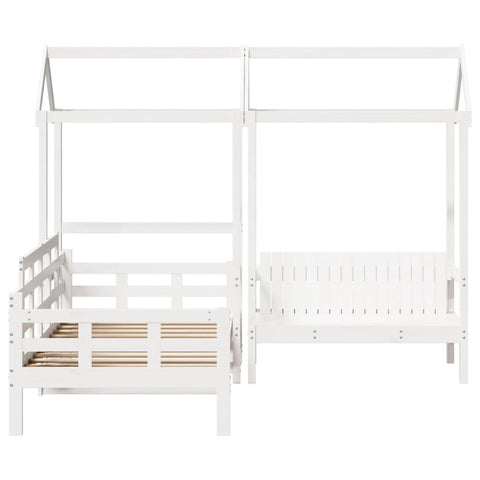 vidaXL Day Bed and Bench Set with Roof without Mattress White 80x200 cm