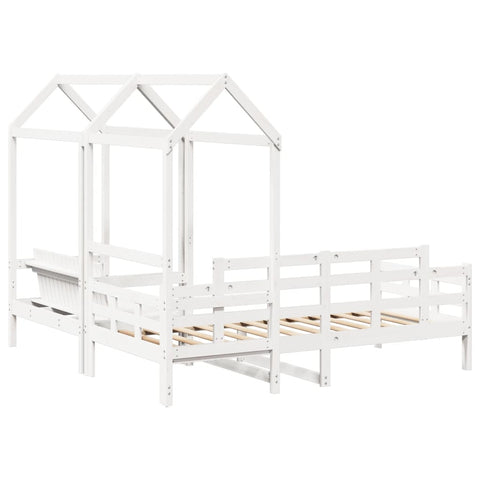 vidaXL Day Bed and Bench Set with Roof without Mattress White 80x200 cm