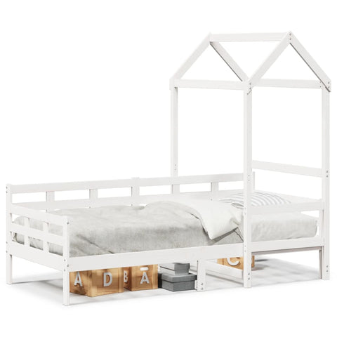 vidaXL Day Bed with Roof without Mattress White 80x200 cm Solid Wood