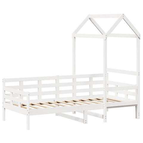 vidaXL Day Bed with Roof without Mattress White 80x200 cm Solid Wood