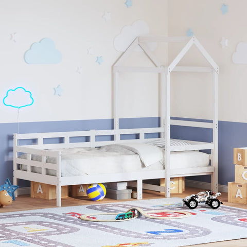 vidaXL Day Bed with Roof without Mattress White 80x200 cm Solid Wood