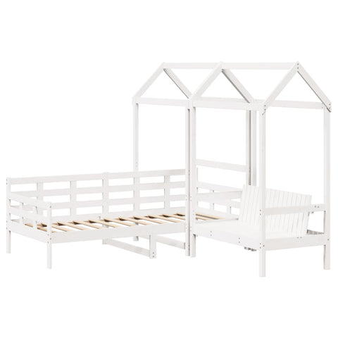 vidaXL Day Bed and Bench Set with Roof without Mattress White 80x200 cm