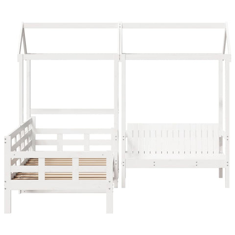 vidaXL Day Bed and Bench Set with Roof without Mattress White 80x200 cm