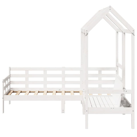 vidaXL Day Bed and Bench Set with Roof without Mattress White 80x200 cm
