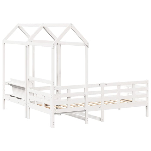 vidaXL Day Bed and Bench Set with Roof without Mattress White 80x200 cm