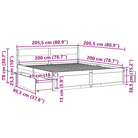 vidaXL Bed Frame without Mattress 200x200 cm Solid Wood Pine