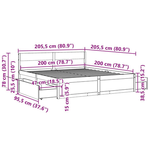 vidaXL Bed Frame without Mattress White 200x200 cm Solid Wood Pine