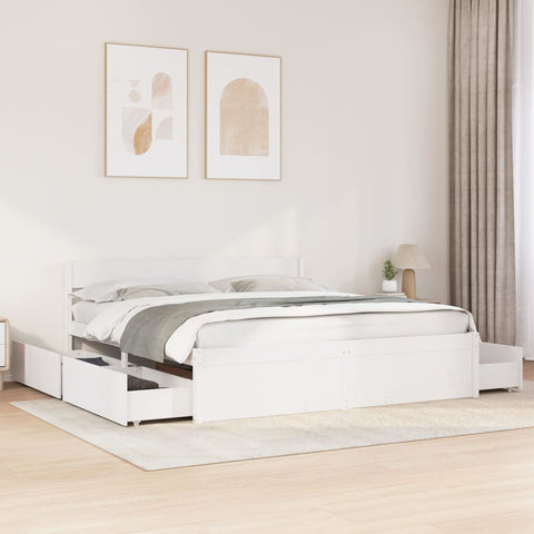 vidaXL Bed Frame without Mattress White 200x200 cm Solid Wood Pine
