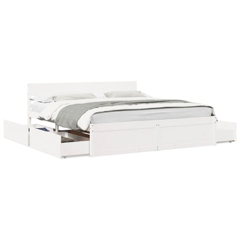 vidaXL Bed Frame without Mattress White 180x200 cm Super King Solid Wood Pine