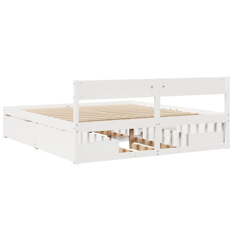 vidaXL Bed Frame without Mattress White 180x200 cm Super King Solid Wood Pine