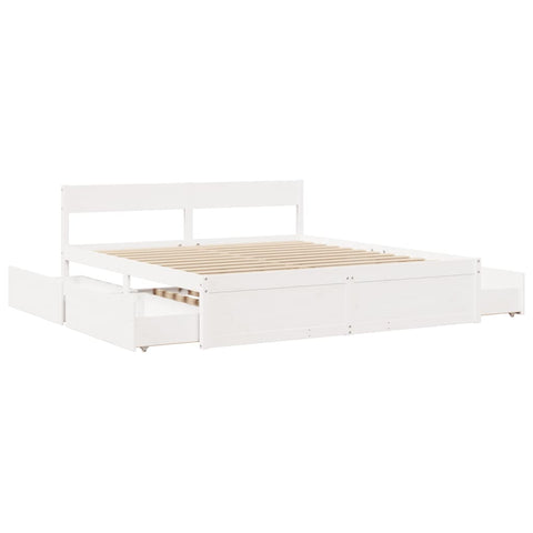 vidaXL Bed Frame without Mattress White 180x200 cm Super King Solid Wood Pine