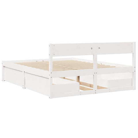 vidaXL Bed Frame without Mattress White 150x200 cm King Size Solid Wood Pine