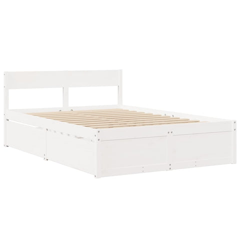 vidaXL Bed Frame without Mattress White 135x190 cm Double Solid Wood Pine