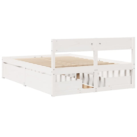 vidaXL Bed Frame without Mattress White 135x190 cm Double Solid Wood Pine