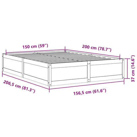 vidaXL Bed Frame without Mattress 150x200 cm King Size Solid Wood Pine