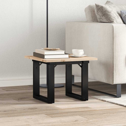 vidaXL Coffee Table O-Frame 50x50x35 cm Solid Wood Pine and Steel