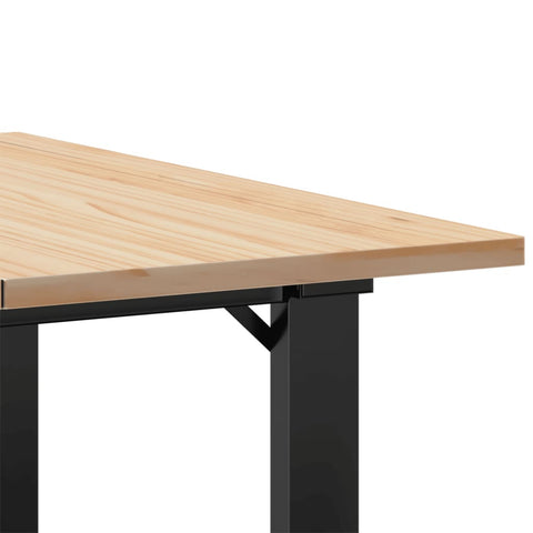 vidaXL Coffee Table O-Frame 70x70x40 cm Solid Wood Pine and Steel