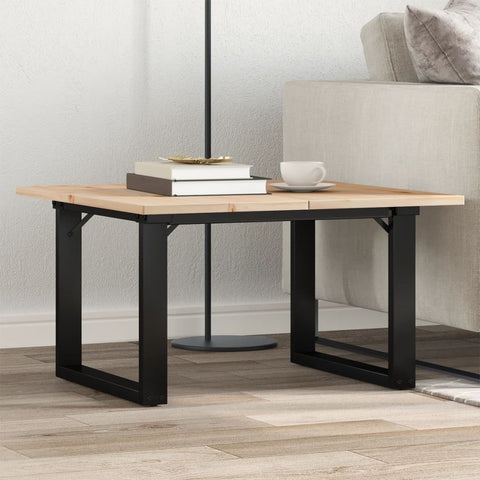 vidaXL Coffee Table O-Frame 70x70x40 cm Solid Wood Pine and Steel