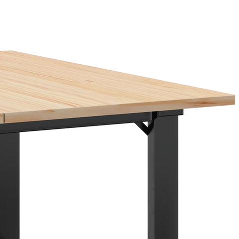 vidaXL Coffee Table O-Frame 90x90x45 cm Solid Wood Pine and Steel