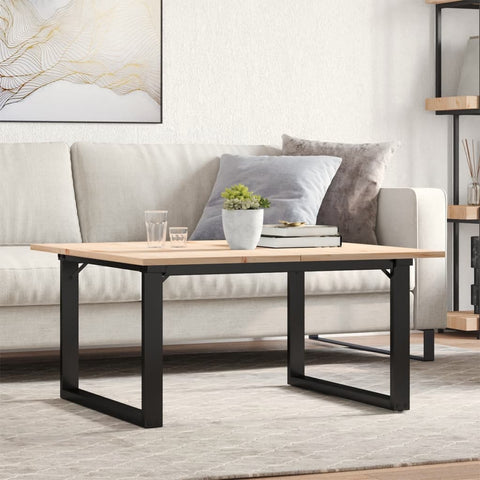 vidaXL Coffee Table O-Frame 90x90x45 cm Solid Wood Pine and Steel