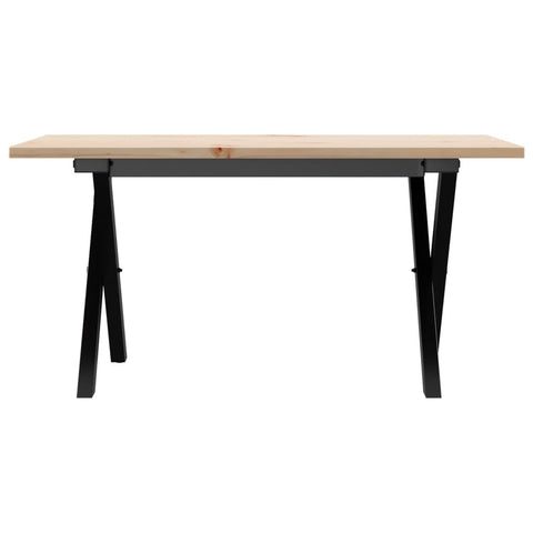 vidaXL Coffee Table X-Frame 80x50x40 cm Solid Wood Pine and Steel