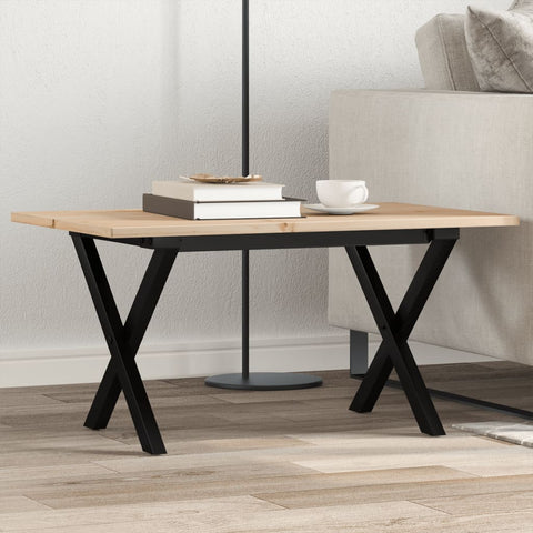 vidaXL Coffee Table X-Frame 80x50x40 cm Solid Wood Pine and Steel