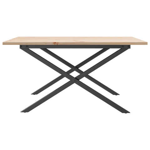 vidaXL Coffee Table X-Frame 80x80x45 cm Solid Wood Pine and Steel