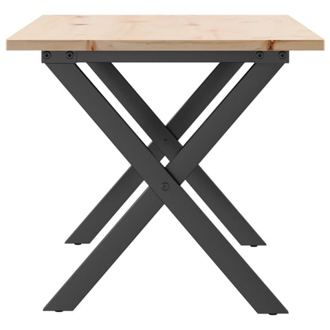 vidaXL Coffee Table X-Frame 90x40x45 cm Solid Wood Pine and Steel