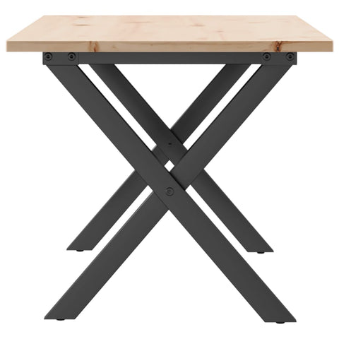 vidaXL Coffee Table X-Frame 100x50x45 cm Solid Wood Pine and Steel