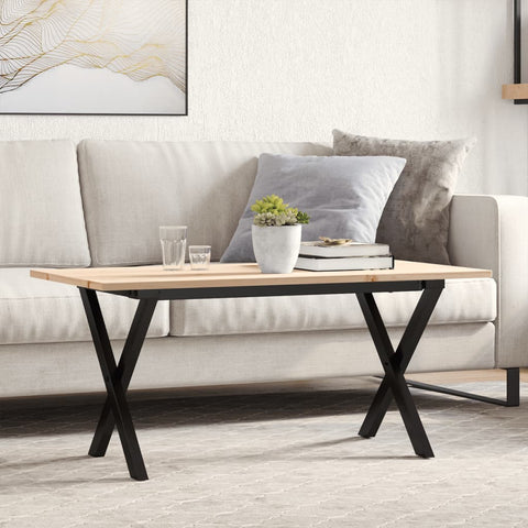 vidaXL Coffee Table X-Frame 100x50x45 cm Solid Wood Pine and Steel
