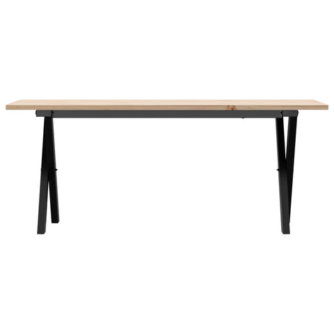 vidaXL Coffee Table X-Frame 110x40x45 cm Solid Wood Pine and Steel