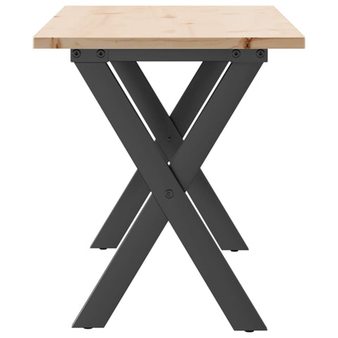vidaXL Coffee Table X-Frame 110x40x45 cm Solid Wood Pine and Steel