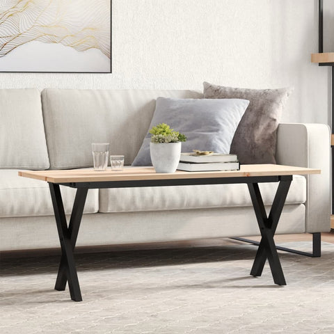 vidaXL Coffee Table X-Frame 110x40x45 cm Solid Wood Pine and Steel