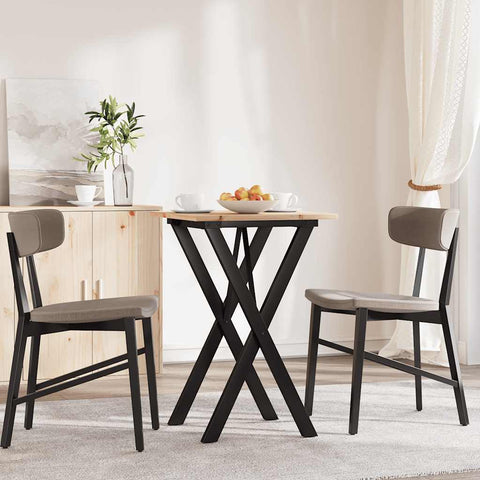 vidaXL Dining Table X-Frame 50x50x75 cm Solid Wood Pine and Steel
