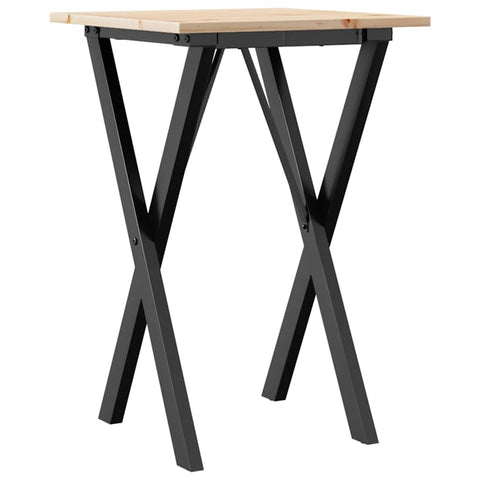 vidaXL Dining Table X-Frame 50x50x75 cm Solid Wood Pine and Steel