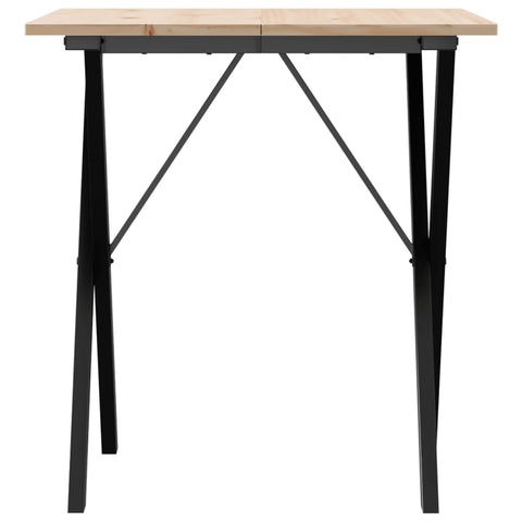 vidaXL Dining Table X-Frame 70x70x75 cm Solid Wood Pine and Steel