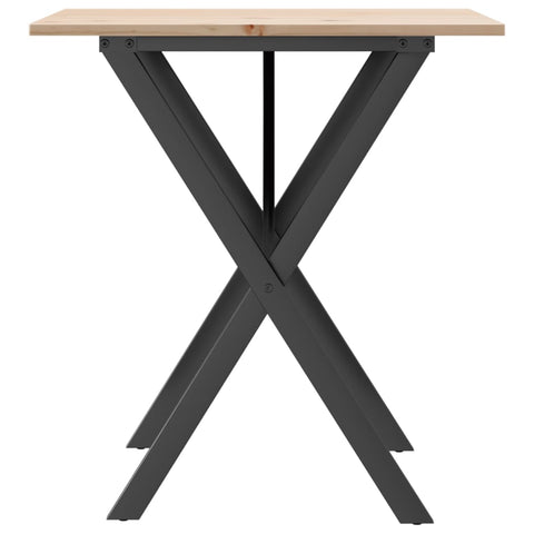 vidaXL Dining Table X-Frame 70x70x75 cm Solid Wood Pine and Steel