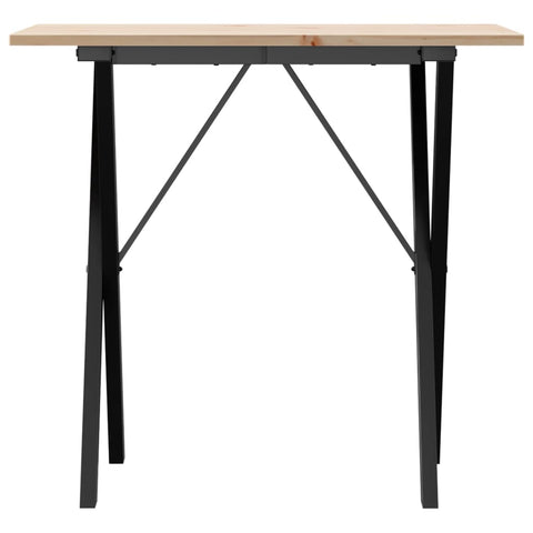vidaXL Dining Table X-Frame 80x50x75 cm Solid Wood Pine and Steel