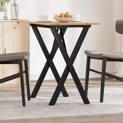 vidaXL Dining Table X-Frame 80x50x75 cm Solid Wood Pine and Steel