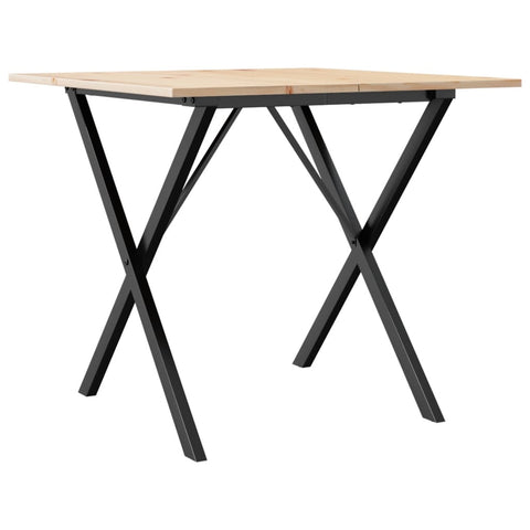 vidaXL Dining Table X-Frame 90x90x75 cm Solid Wood Pine and Steel