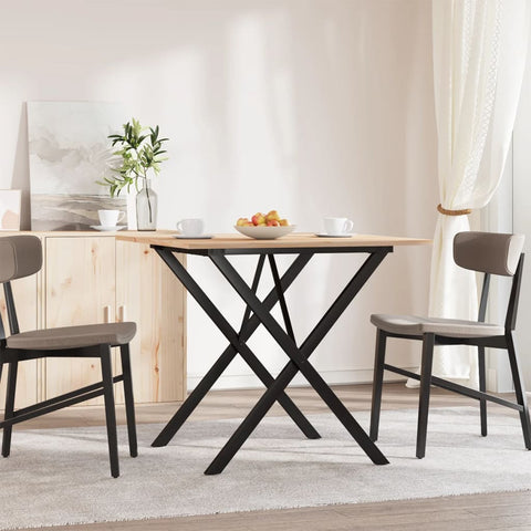 vidaXL Dining Table X-Frame 90x90x75 cm Solid Wood Pine and Steel