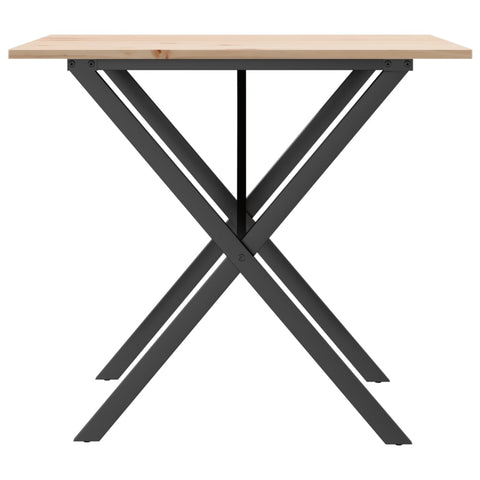 vidaXL Dining Table X-Frame 90x90x75 cm Solid Wood Pine and Steel