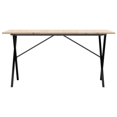 vidaXL Dining Table X-Frame 160x80x75 cm Solid Wood Pine and Steel