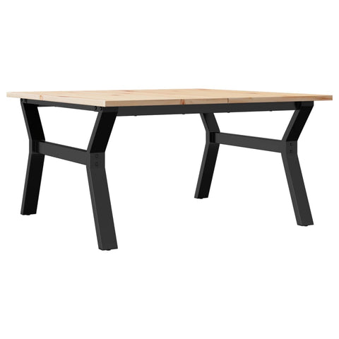 vidaXL Coffee Table Y-Frame 80x80x45 cm Solid Wood Pine and Steel