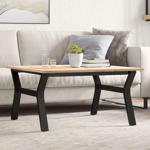 vidaXL Coffee Table Y-Frame 80x80x45 cm Solid Wood Pine and Steel