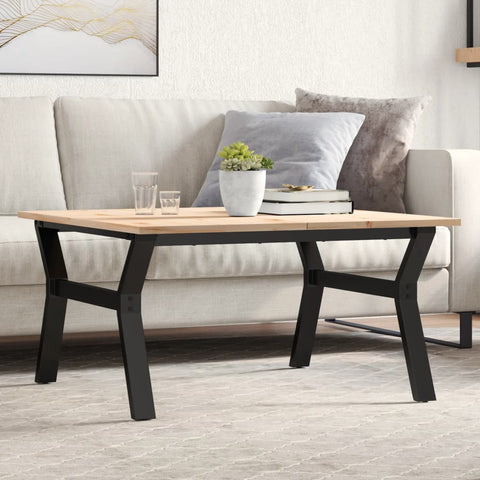vidaXL Coffee Table Y-Frame 90x90x45 cm Solid Wood Pine and Steel