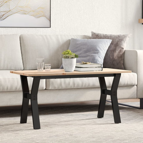 vidaXL Coffee Table Y-Frame 100x50x45 cm Solid Wood Pine and Steel