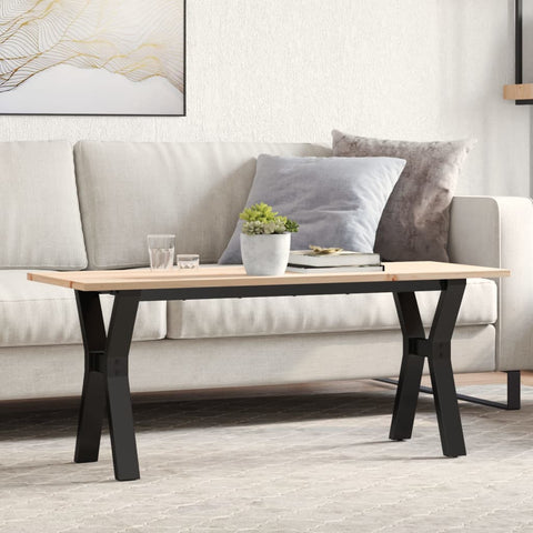 vidaXL Coffee Table Y-Frame 110x40x45 cm Solid Wood Pine and Steel