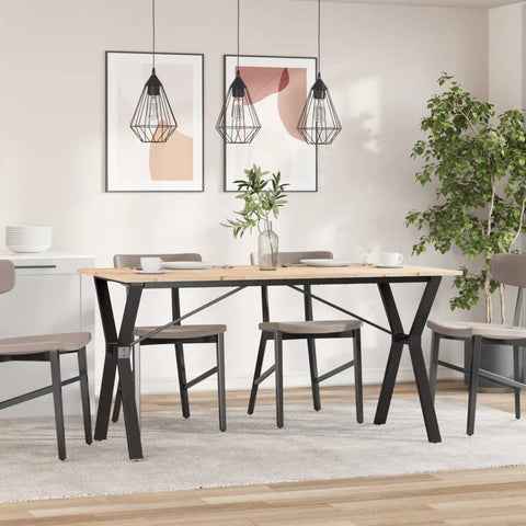 vidaXL Dining Table Y-Frame 140x80x75 cm Solid Wood Pine and Steel
